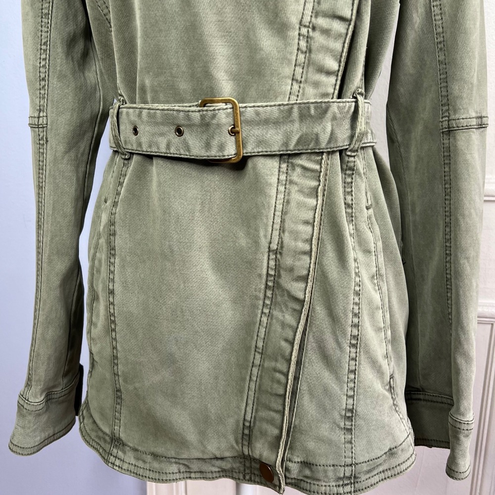 Anthropologie Belted Utility Military Jacket Army Green Faded Women's Size Small - Picture 2 of 12